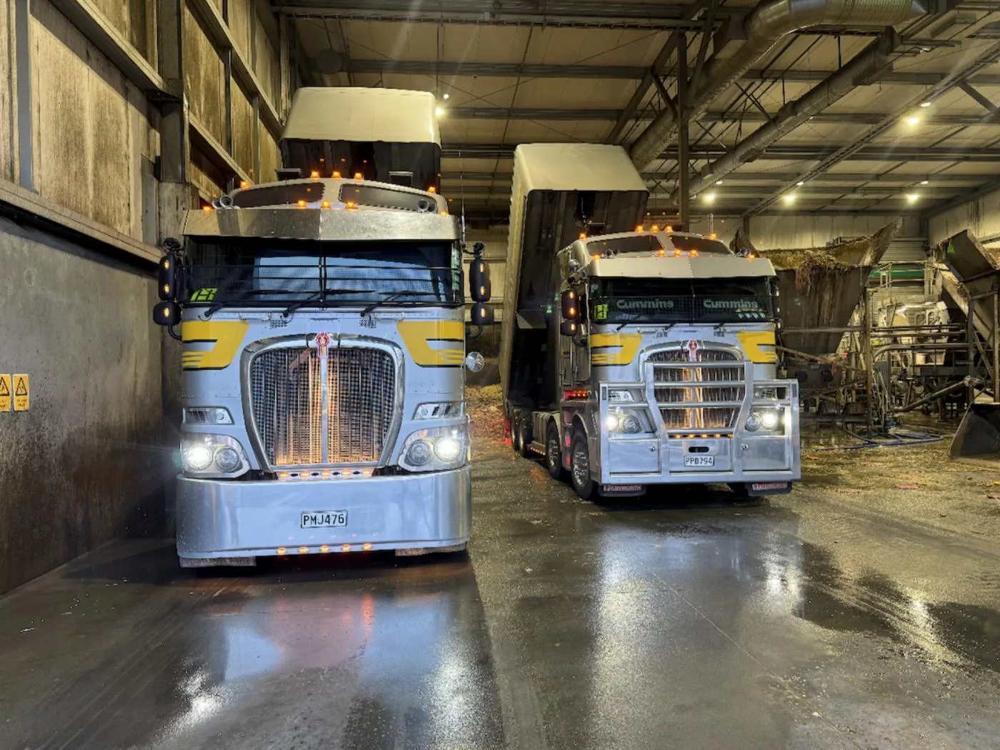 Seay Distribution Kenworths inside the Reporoa ECOGAS facility